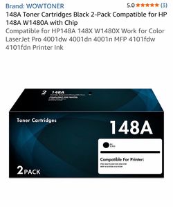 148A Toner Cartridges Black 2-Pack Compatible for HP 148A W1480A with Chip Compatible for HP148A 148X W1480X Work for Color LaserJet Pro 4001dw 4001dn