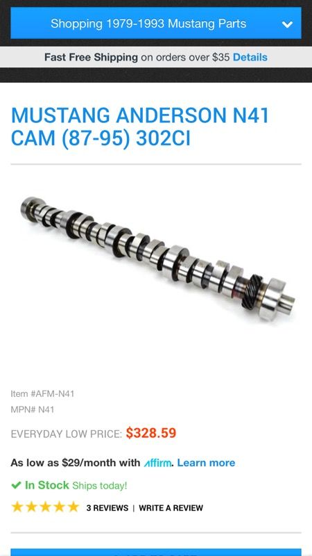 Anderson N41 camshaft