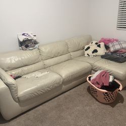 2 Piece L Shaped Leather Couch FREE