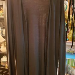 Ladies Medium Green Button Front Cardigan With Tie Stings In Back