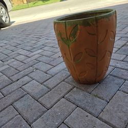 Plastic Orange Green Tall Plant Pot 