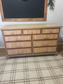 10-Drawer Wood Dresser with Gold Hardware