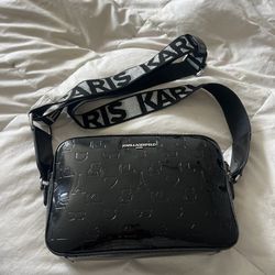 Karl Lagerfeld Black Patent Leather Purse