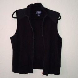 L BLACK SPORTY CHAPS ZIP SWEATER VEST W POCKETS⏬⏬⏬ 