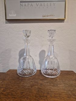 Set of Two Vintage Lead Crystal Decanter and matching stopper crafted by Atlantis Crystal