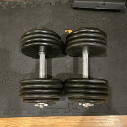 47lb Each Rubber 14inch Adjustable Dumbbells 