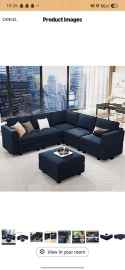Blue Belffin Modular Sectional Sofa - L shape