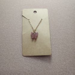 Butterfly Necklace ( Pink Glitter)