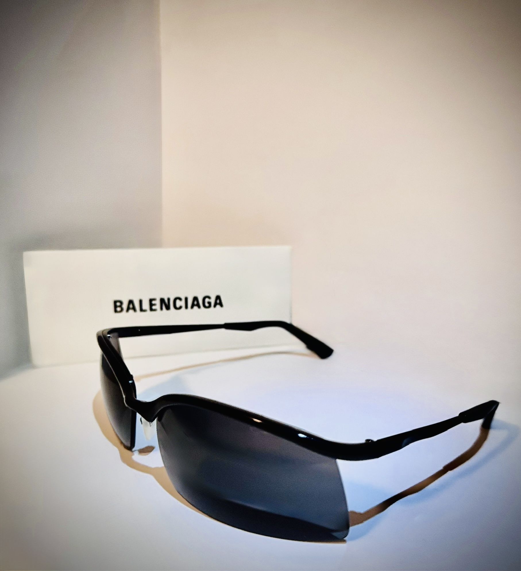 BALENZIAGA Unisex Black Rectangular Sunglasses