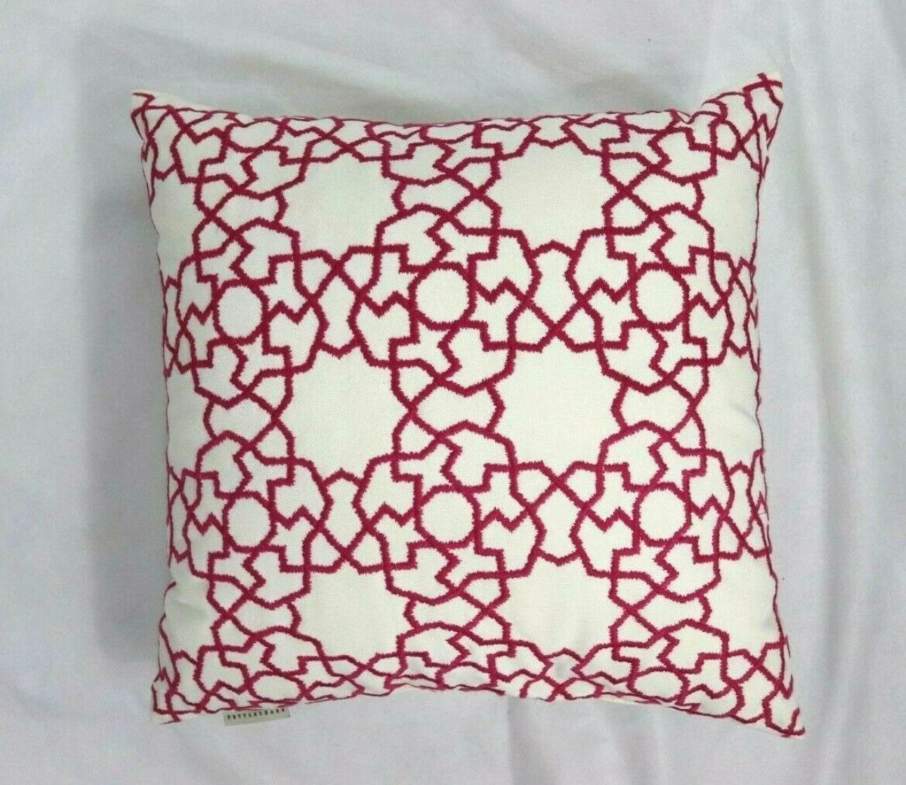(2) Pottery Barn Moroccan Accent Throw Pillow Ivory Cream Hot Pink 19" Square Large