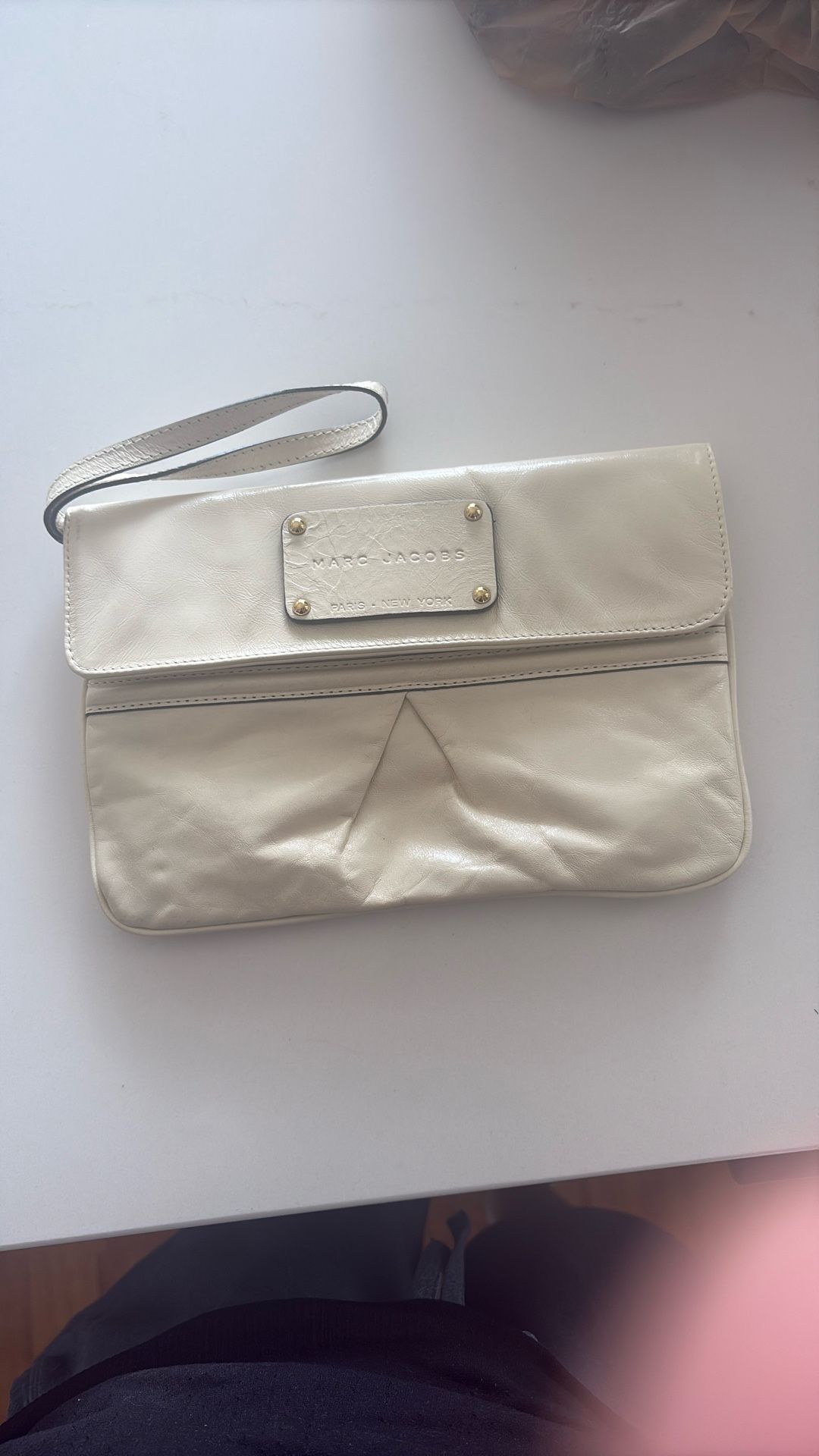 Marc Jacobs Cream Clutch Wristlet Leather
