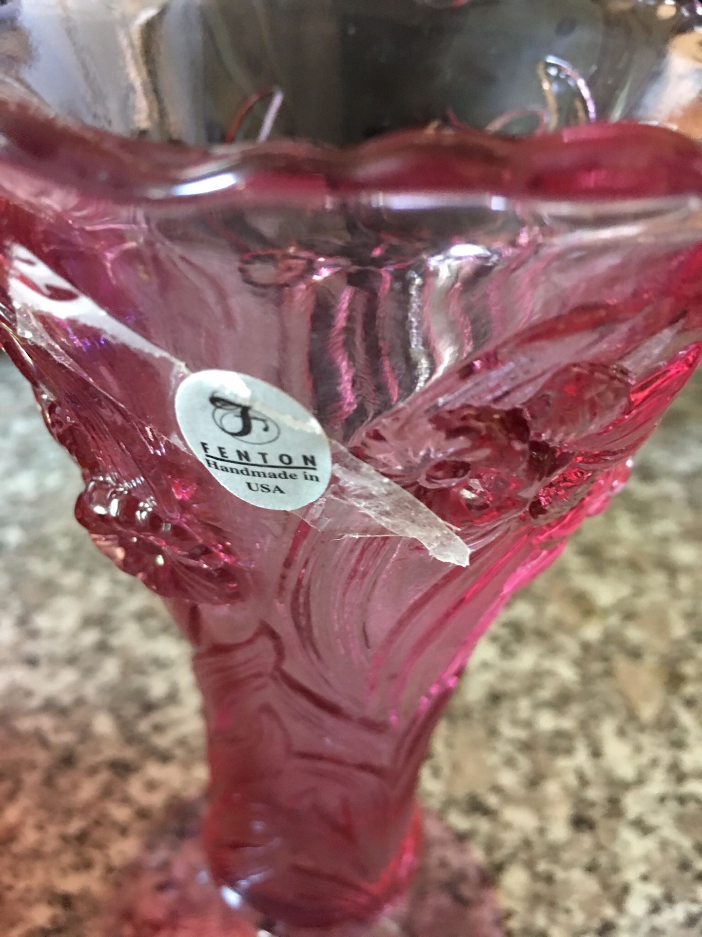 Pink cranberry Vase handmade by Fenton