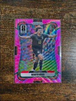 Mint 2026 Panini Prizm World Cup Portugal RENATO VEIGA Pink Wave Refractor #/45