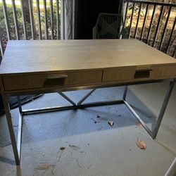 Heavy duty Wood And Chrome Metal Desk