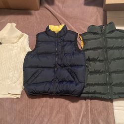 Winter Kids Down Jacket Vest And Sweat Size medium (7-8) Small (6-7)