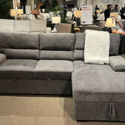 Yantis Gray Sleeper Sectional with Storage
