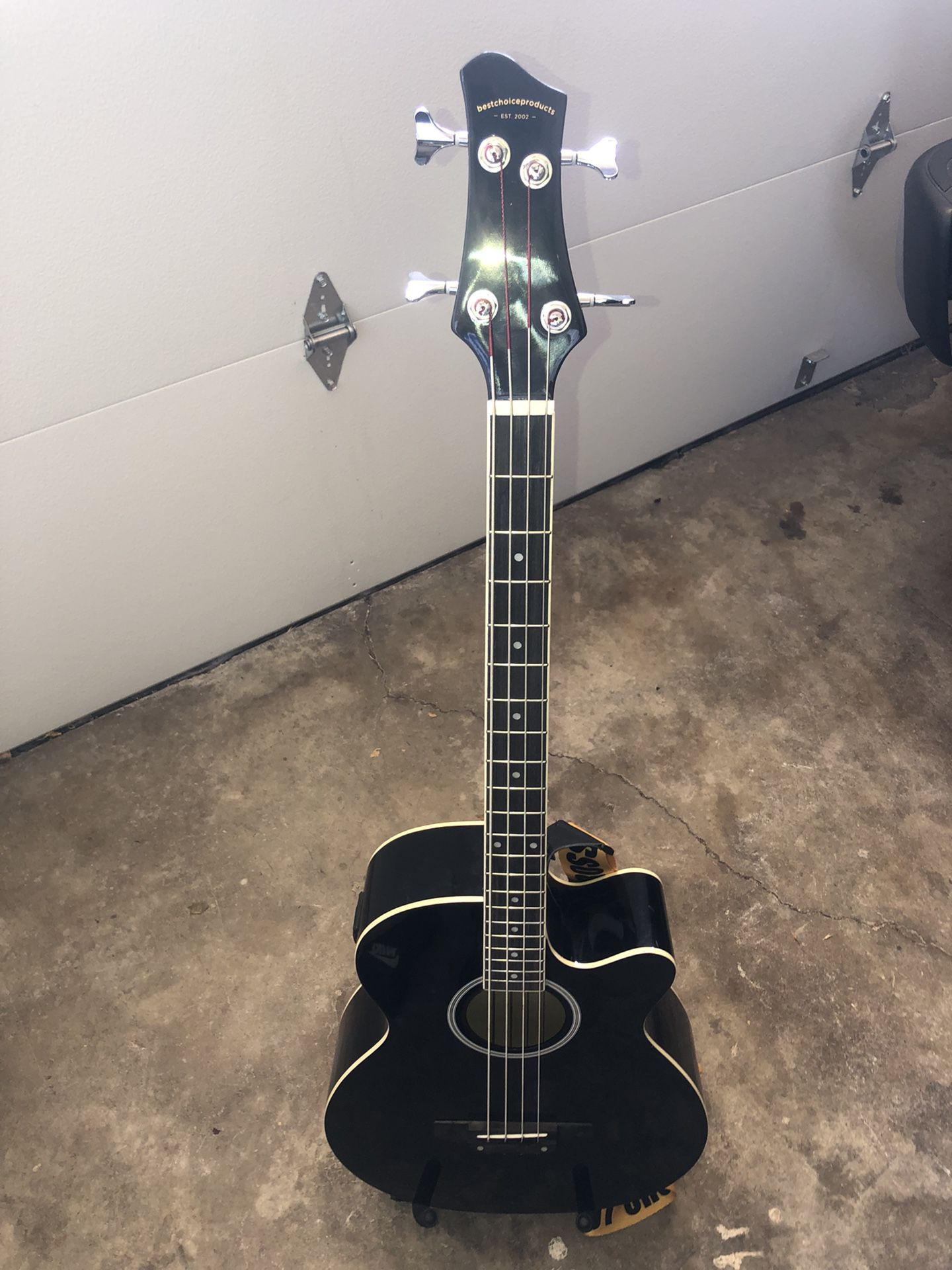 Acoustic Electric Bass Guitar - Full Size, 4 String, Fretted Bass Guitar - Black