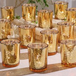 6 gold candle holders