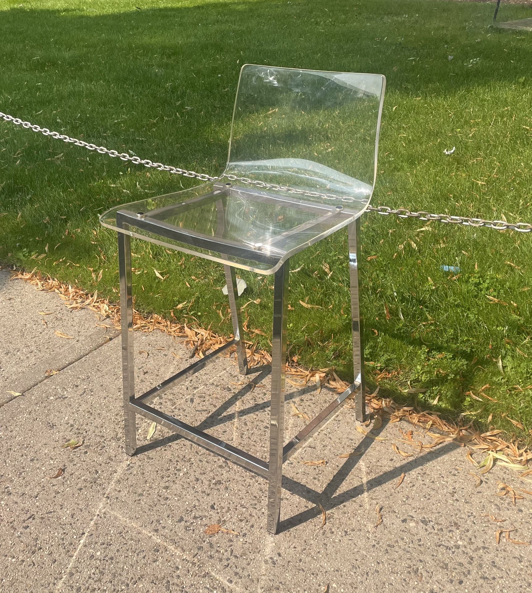 1 Acrylic Fabrizzio Style Counter Stool with Steel Frame ( Some Scratches )