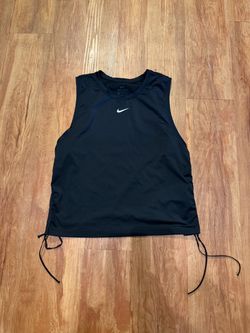 Nike Dri-FIT Womens Black Ruched Side Adjustable Drawstring Tank Top Medium M