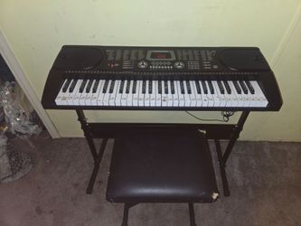 Hamzer 61-Key Electronic Keyboard Starter Bundle with Stand, Bench, & Microphone