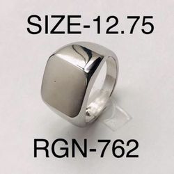 Signet Square Silver Tone Ring for Men & Women: Size-12/RGN