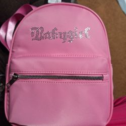 Hot Pink Small Backpack Purse With BAYGIRL written In Bling