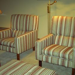Upholstered High Back Living Room Chairs & Ottoman