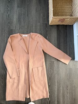 ANRABESS Open-Front Knit Coatigan with Pockets