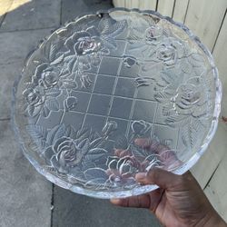 New  Studio Nova Crystal Rose Platter Vintage Crystal Rose Platter Crystal Serving Platter