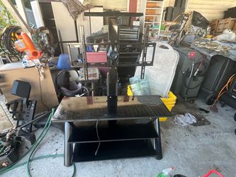 Black Glass TV Stand with Mount