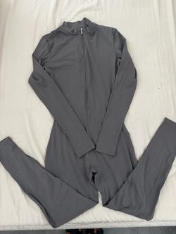 Gray Zipper Jumpsuit