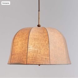 Allegra Rattan and Linen Dome Pendant Light Fixture by Jake Arnold 26"