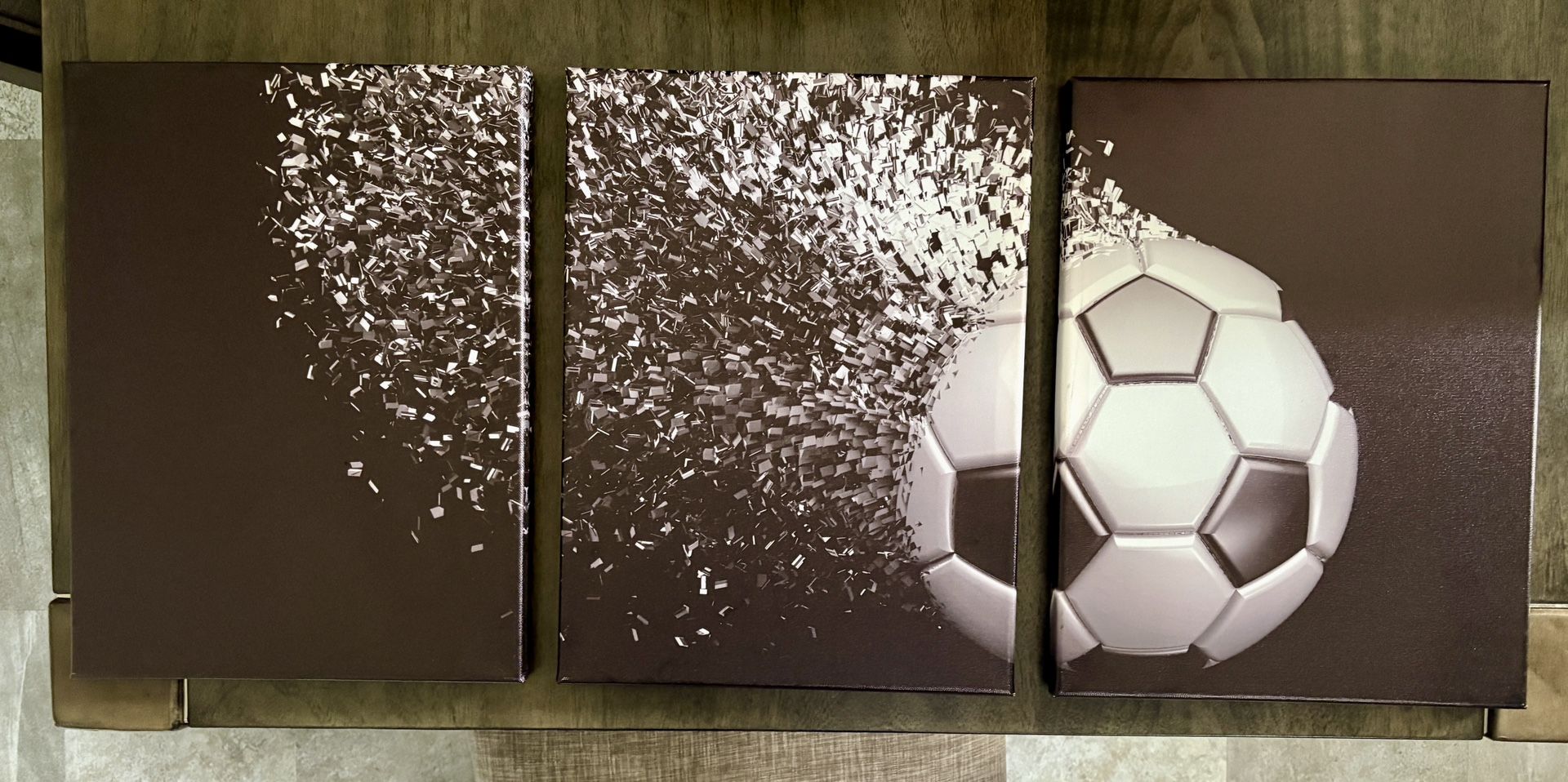 3 Piece Canvas Soccer Ball Picture