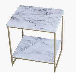 MOVING SALE—White Marble End Table/Nightstand