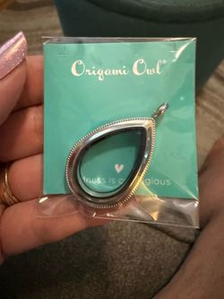 Teardrop, origami, owl locket necklace