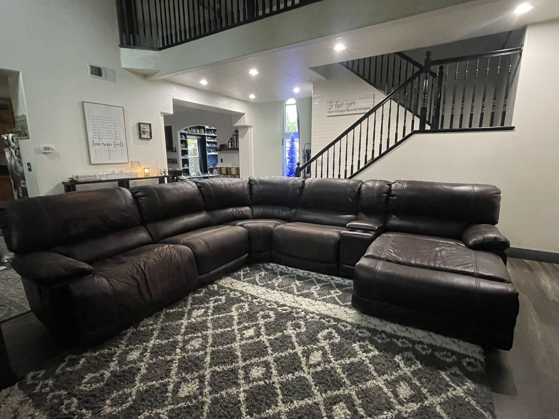 Leather Sectional Couch With Two Recliners