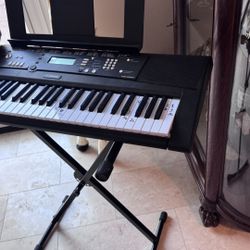 Yamaha EZ-220 61 Note Portable Keyboard with stand Power Supply and Music Rest