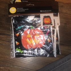 Approximately 5 By 5 Inch Halloween Goodie Bags 10 Packages-180 Total