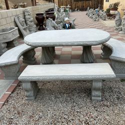 New Table With 4 Benches Made Out Of Cement Perfect Gift 