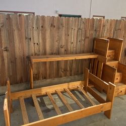 Bunk Bed With Trundle Bed & Storage Stairs 