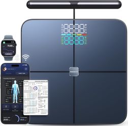 Smart Scale for Body Weight, 8-Electrode Larger Platform Digital Scale for Weight Fat BMI 50 Body Composition Measurement, Bluetooth & Wi-Fi Digital B