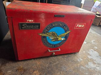 Vintage Snap-on KRA-59E 9 Drawer Tool Chest Red USA Pratt Whitney TWA w/ Tools