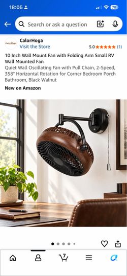 CalorHoga 10 Inch Wall Mount Fan Black Walnut