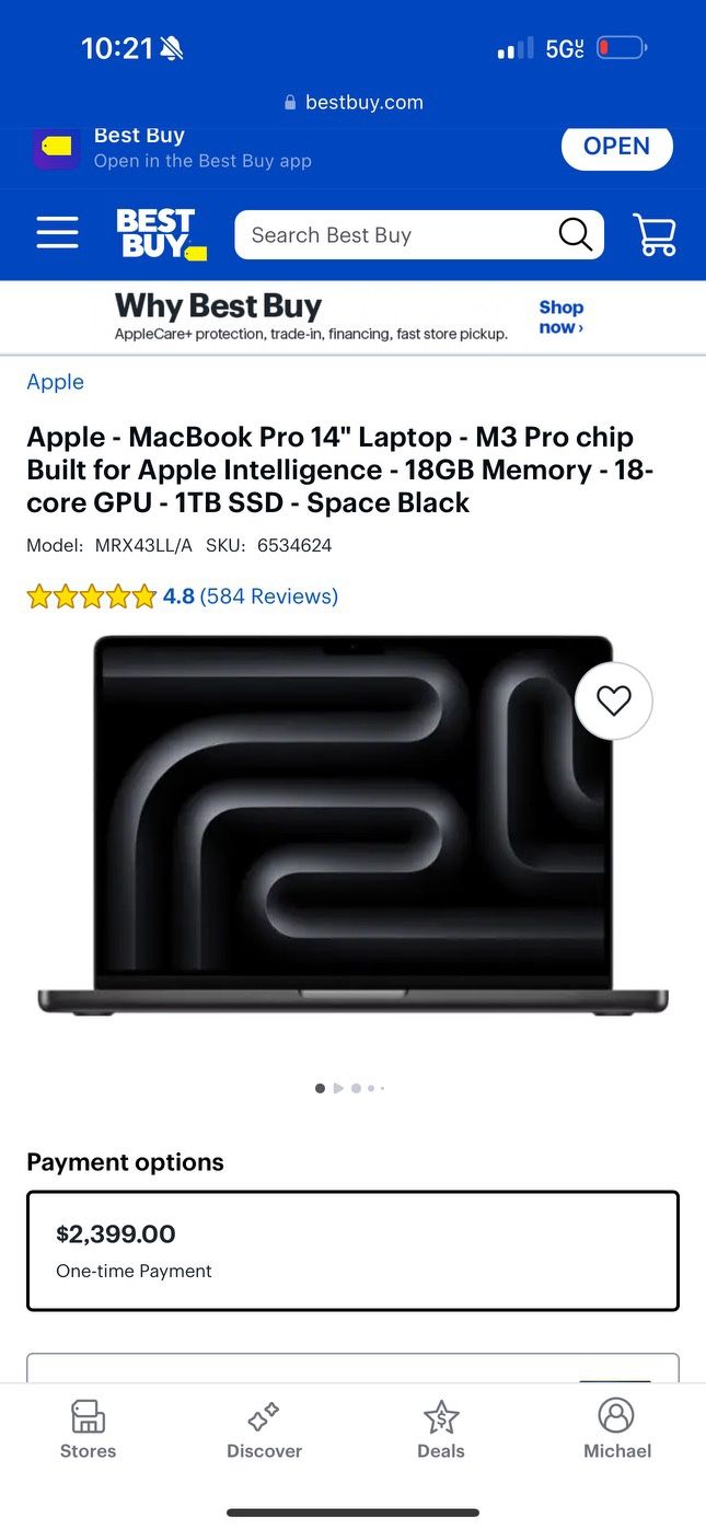 14 INCH MACBOOK PRO WITH APPLE M3 PRO CHIP