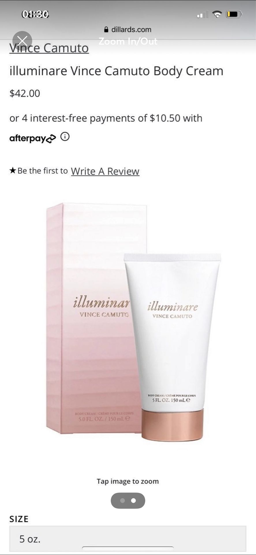 Vince Camuto illuminare body cream