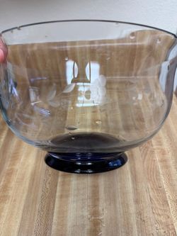 Princess House Heritage Clear & Cobalt Blue Salad/Serving Bowl