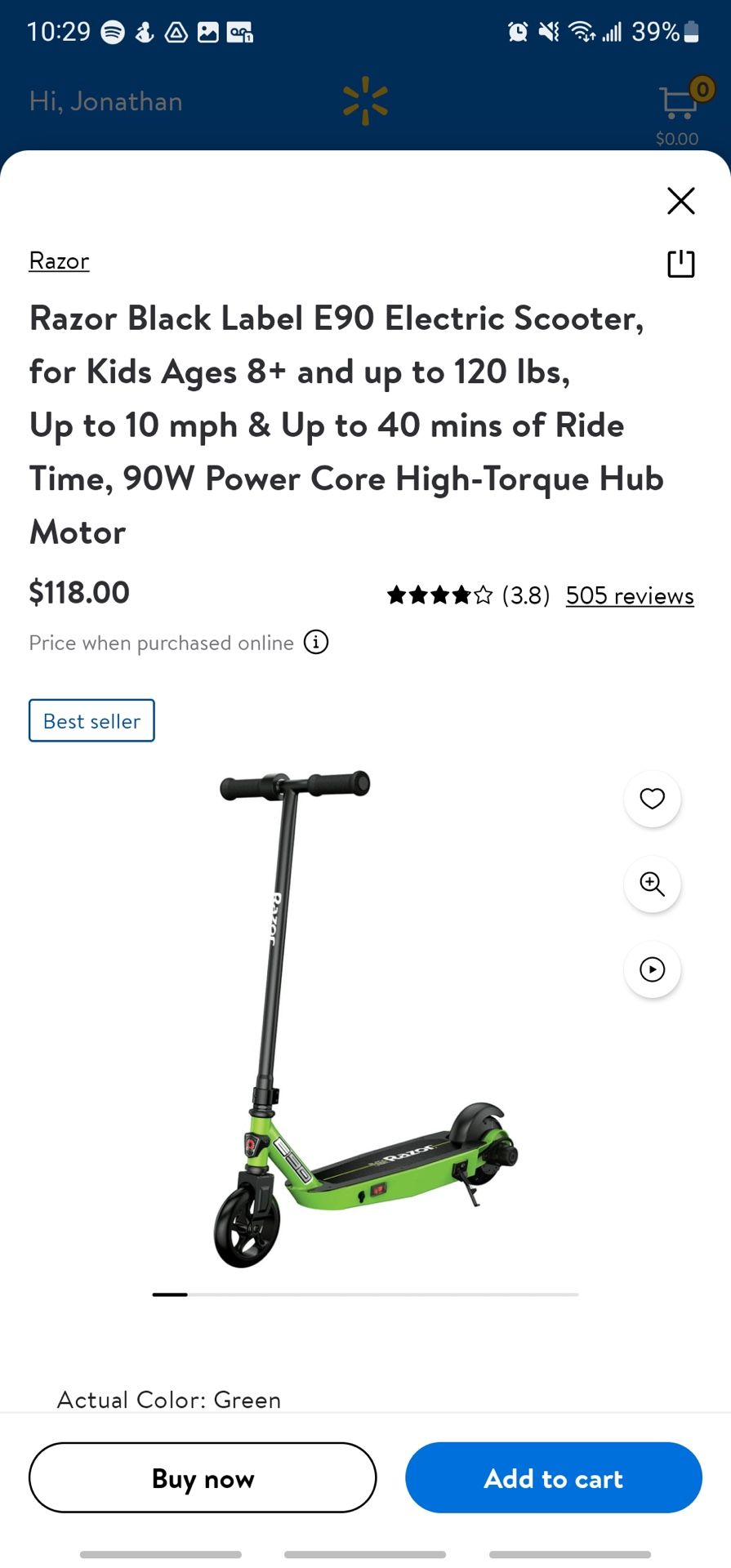 Razor Electric E90 Green