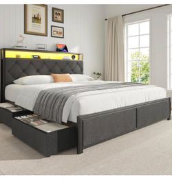 Queen bed frame with 4 drawer