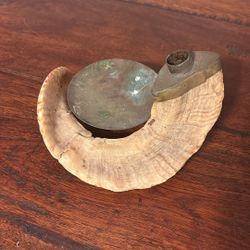 vintage Ram Horn Candle Holder